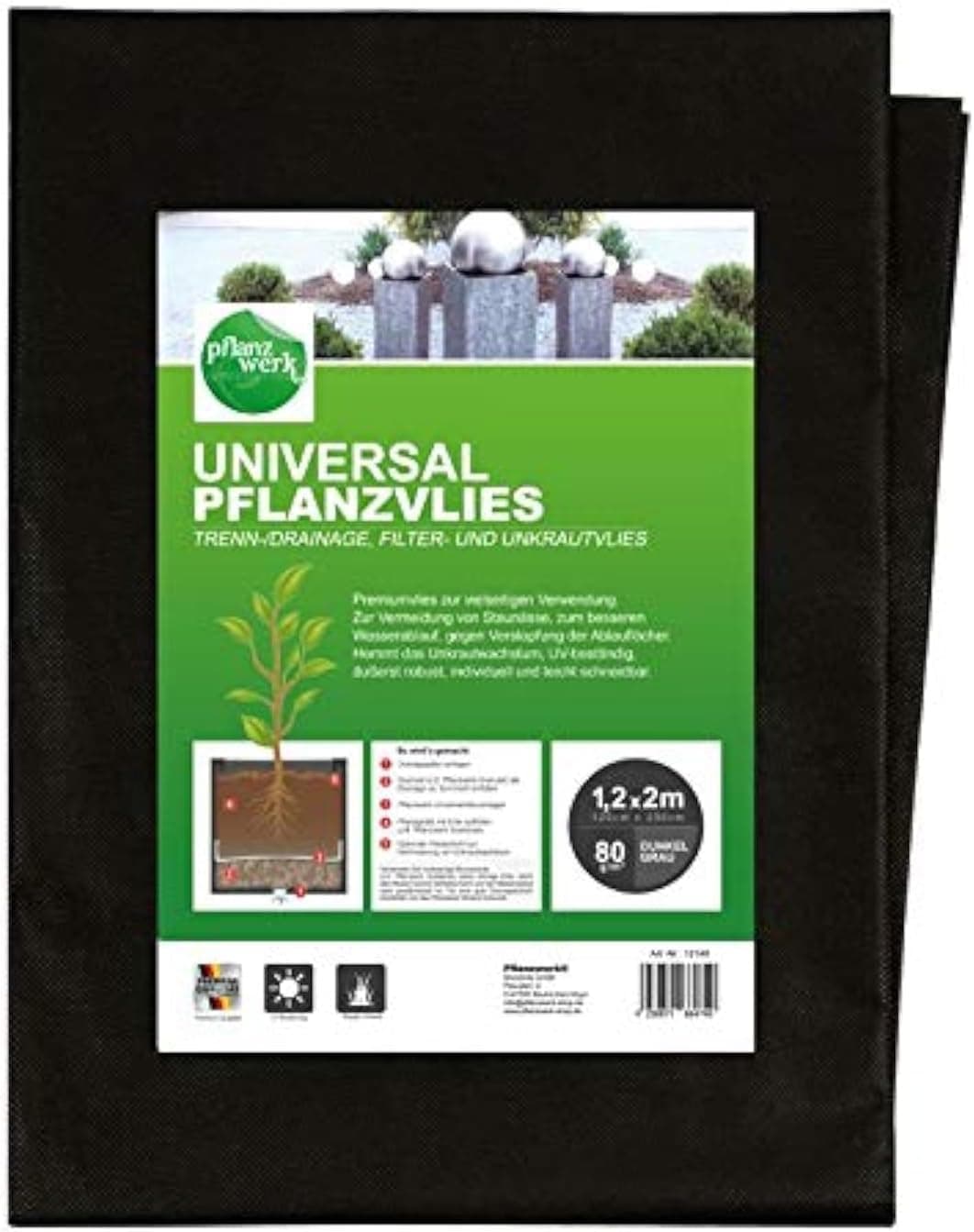 Pflanzwerk Unkrautvlies + Drainagevlies 120x200cm
