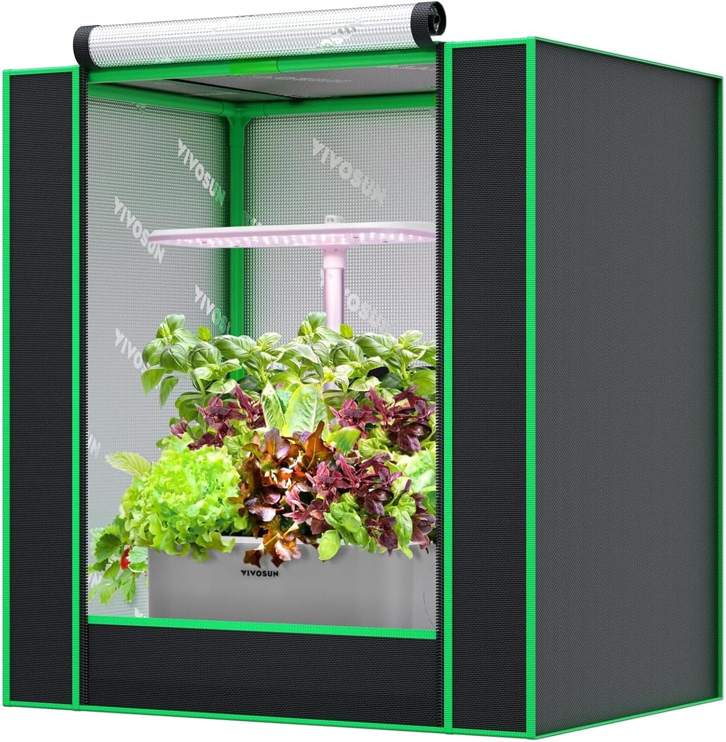 VIVOSUN Growzelt klein 50x36x54cm Grow Zelt mini mit hochreflektierendes Mylar, versiegeltem Bodendesign, Belüftungsfenster und Kabeldurchführungsloch für Aerogarden Hydroponik-Anbausystem